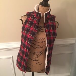 Skies Are Blue Sherpa Lined Plaid Vest
